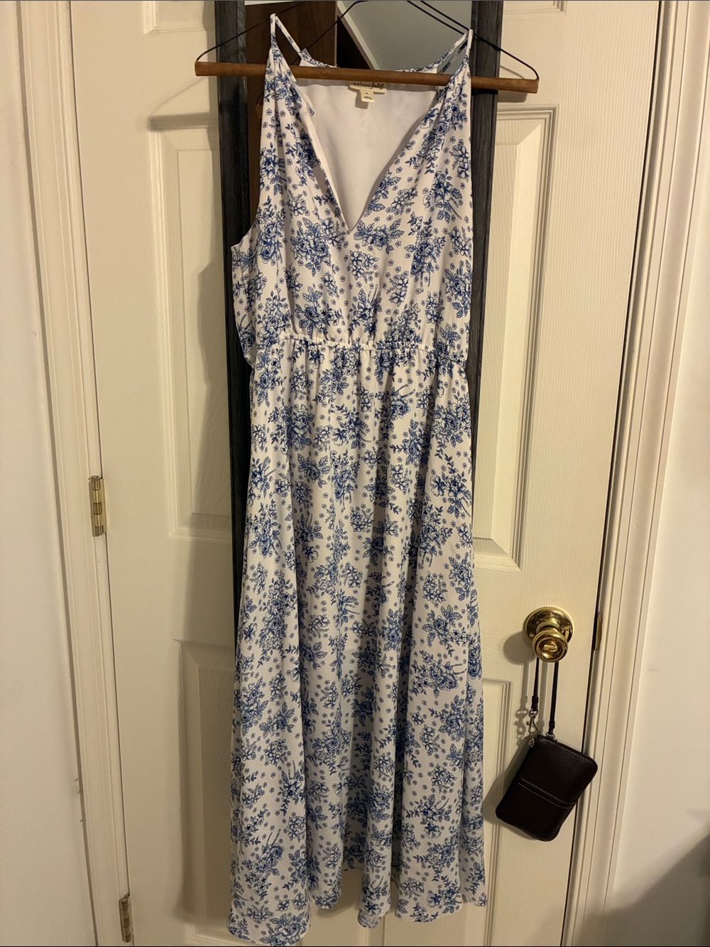 Maison Jules White and Blue Floral V-Neck Maxi Dress